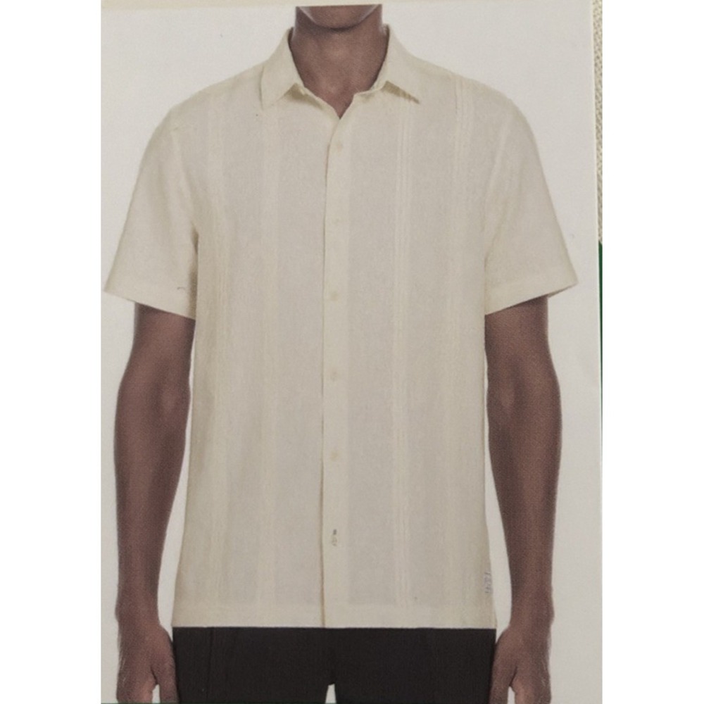 Scotch & Soda Linen Blend Short Sleeve Woven Shirt, White, XL 1860911(B75)